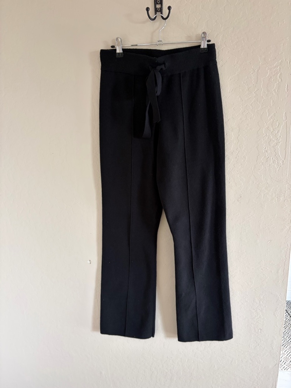 Lark + Grey Black Tie-Waist Straight-Leg Trousers